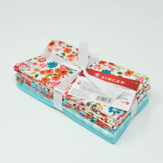SINGER Perfect Teal Floral Cotton Fabric Bundle